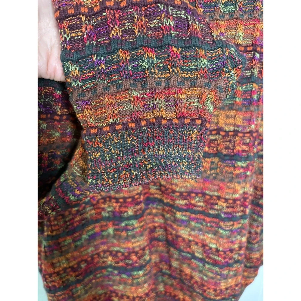 Vintage Tony Lambert Women's Sz L Knit Sweater Colorful Geometric 80s 90s Orange - Picture 4 of 9